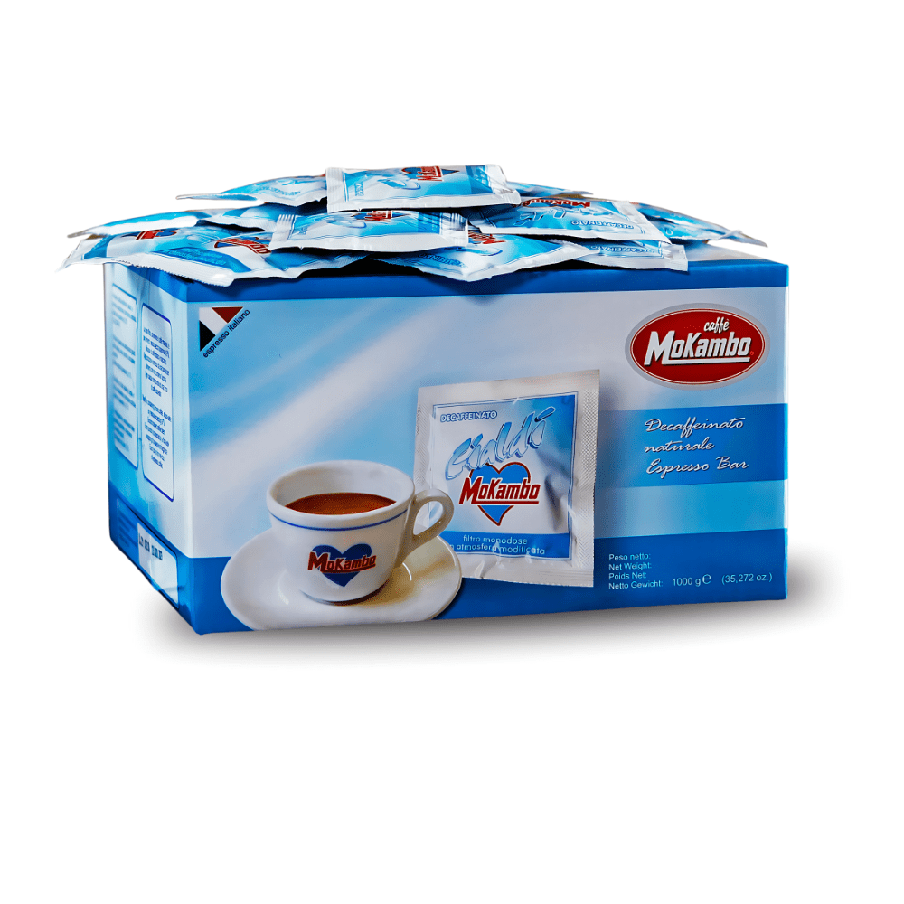 Mokambo Decaffeinato E.S.E. Pads – 144 Pads, entkoffeiniert | Schweizer-Wasser-Verfahren | 80% Arabica, 20% Robusta (1000g)