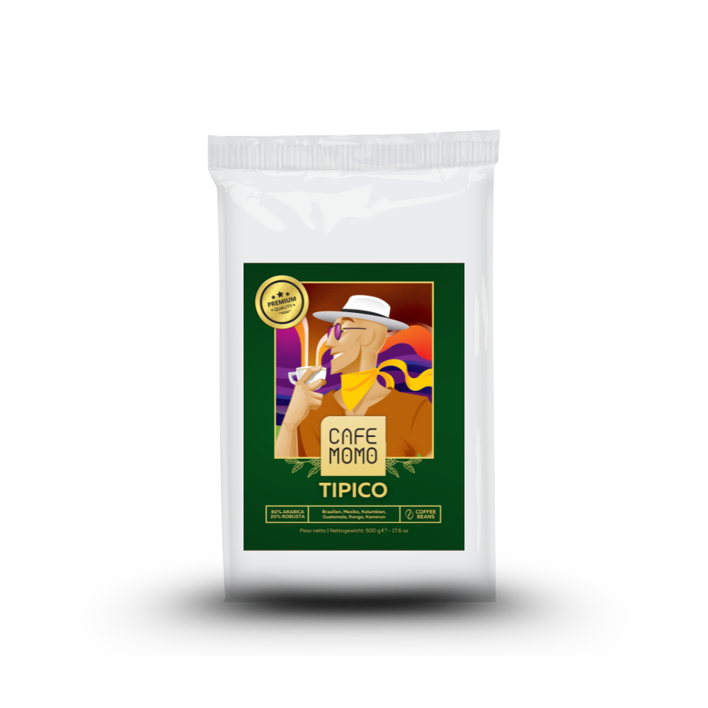 Cafe Momo Tipico 500 g Espressobohnen 80 Prozent Arabica 20 Prozent Robusta aus Sizilien