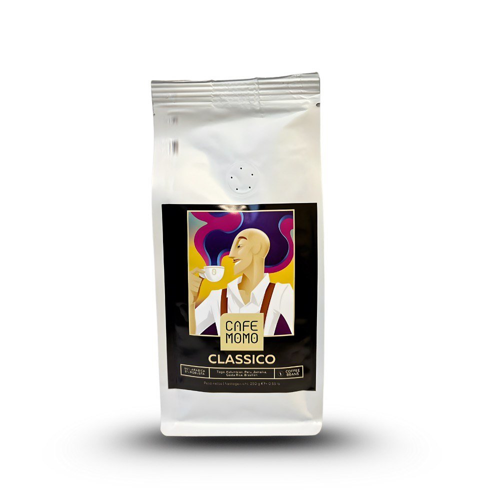 Kaffee Momo Classico – Premium Espresso aus Sizilien | 95% Arabica & 5% Robusta (250g ganze Bohnen) – Olivenholz-Handröstung